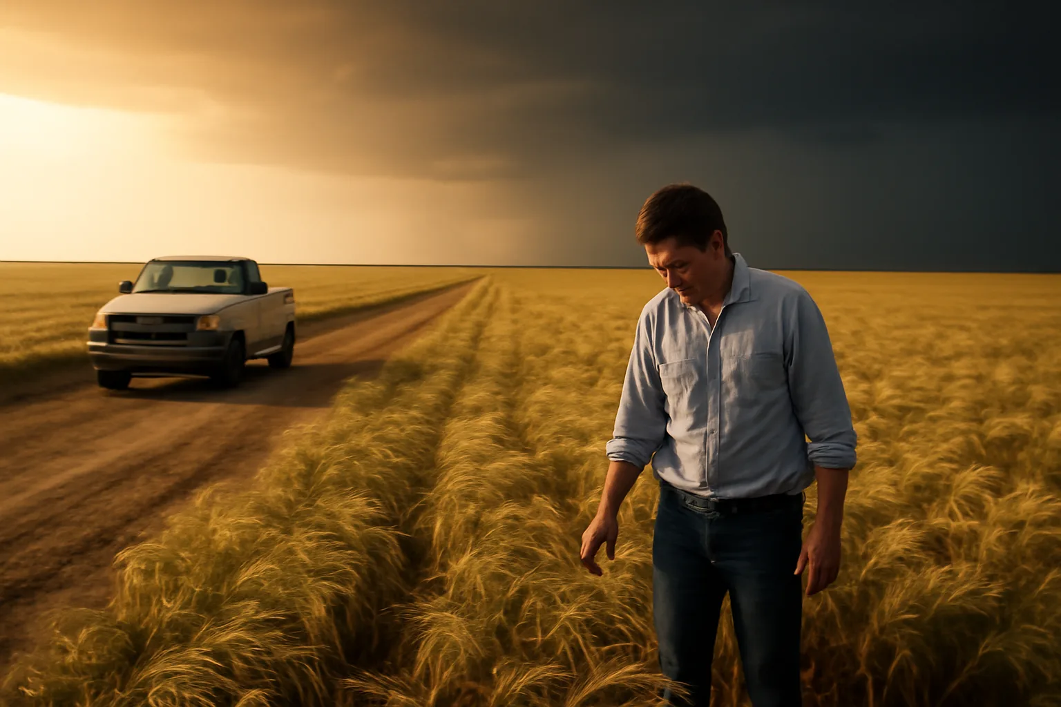 Hail damaged wheat field in eastern Colorado during farm adjuster work